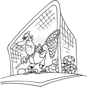 cartoon goal keeper in black and white