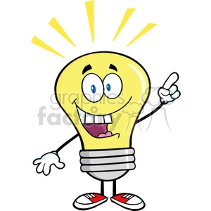 6039 Royalty Free Clip Art Light Bulb Cartoon Mascot Character With A Bright Idea