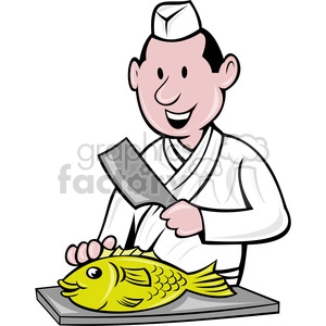 chef preparing fish image