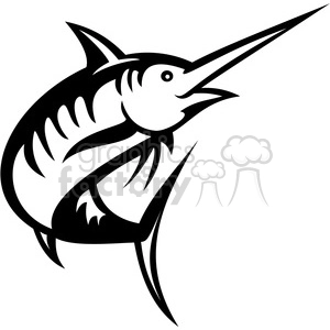 black and white swordfish facing left