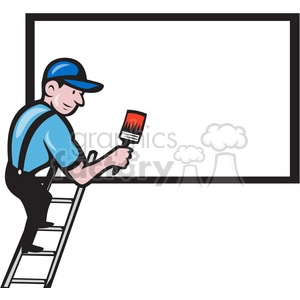 worker painting billboard blank