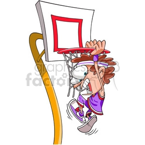 kid slam dunking a basketball