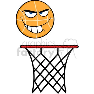 Royalty Free RF Clipart Illustration Angry Basketball Cartoon Character On Rim