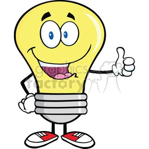 6043 Royalty Free Clip Art Light Bulb Cartoon Mascot Character Giving A Thumb Up