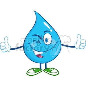 6230 Royalty Free Clip Art Happy Water Drop Character Giving A Double Thumbs Up