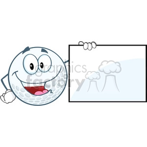 6498 Royalty Free Clip Art Happy Golf Ball Cartoon Character Showing A Sign