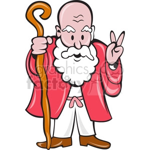 old man with cane giving peace sign