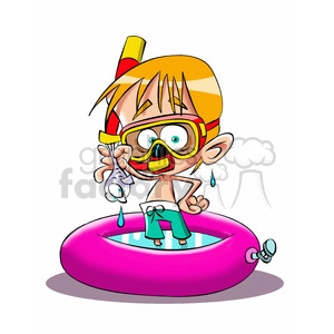 vector child playing in the summer wearing a snorkel