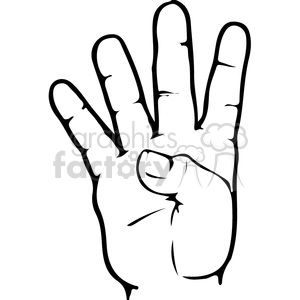 ASL sign language 4 clipart illustration