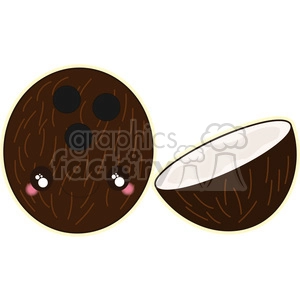 Coconut cartoon character vector clip art image