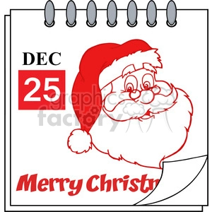 Royalty Free RF Clipart Illustration Christmas Holiday Calendar With Red Classic Santa Claus Head