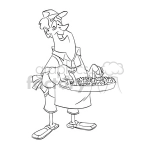 black and white image of man cooking dinner paella negro
