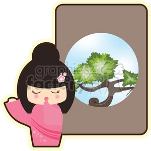 Geisha Yawn cartoon character illustration