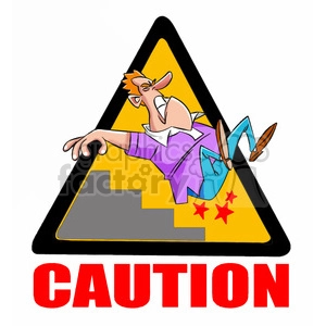caution stairs sign with man falling