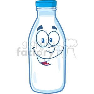 Royalty Free RF Clipart Illustration Smiling Milk Bottle Cartoon Mascot Character