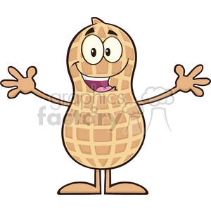 8636 Royalty Free RF Clipart Illustration Funny Peanut Cartoon Character Wanting For Hug Vector Illustration Isolated On White