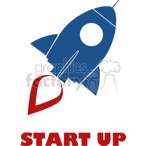 8312 Royalty Free RF Clipart Illustration Blue Retro Rocket Ship Concept Vector Illustration With Text