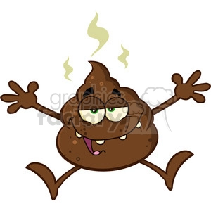 royalty free rf clipart illustration happy poop cartoon mascot character jumping vector illustration isolated on white