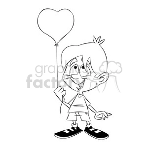 bryce the cartoon character holding heart balloon black white