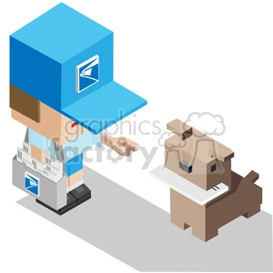 mail man and dog vector icon