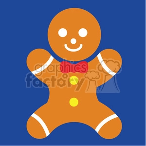 gingerbread man on blue square icon vector art