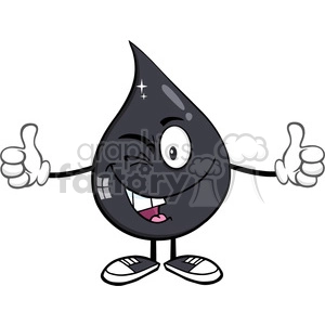 royalty free rf clipart illustration smiling petroleum or oil drop cartoon character winking and holding two thumbs up vector illustration isolated on white background
