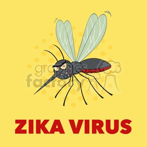 royalty free rf clipart illustration mosquito cartoon character flying vector illustration with background with text zika virus