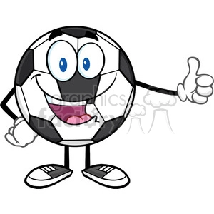 happy soccer ball cartoon mascot character giving a thumb up vector illustration isolated on white background