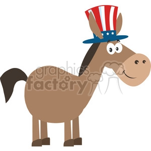 democrat donkey cartoon character with uncle sam hat vector illustration flat design style isolated on white