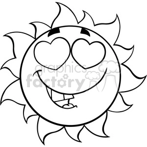 black and white love sun cartoon mascot character vector illustration isolated on white background
