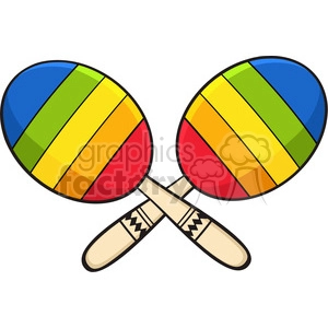 colorful mexican maracas crossed vector illustration isolated on white background