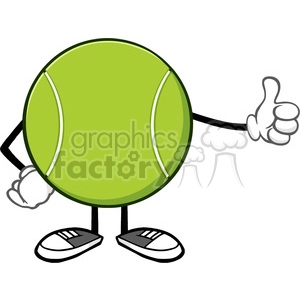 tennis ball faceless cartoon mascot character giving a thumb up vector illustration isolated on white background