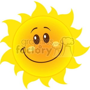 smiling yellow simple sun cartoon mascot character with gradient vector illustration isolated on white background