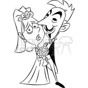 black and white vector clipart image of anonymous wedding