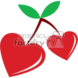 heart shaped cherries for valentines vector art flat design