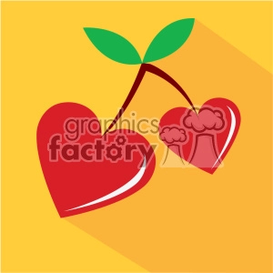 heart shaped cherries for valentines vector art flat design