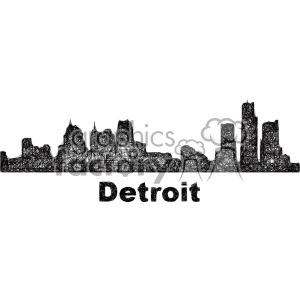 black and white city skyline vector clipart USA Detroit