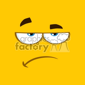 10891 Royalty Free RF Clipart Grumpy Cartoon Square Emoticons With Sadness Expression Vector With Yellow Background