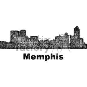 black and white city skyline vector clipart USA Memphis
