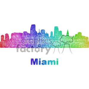 city skyline vector clipart USA Miami