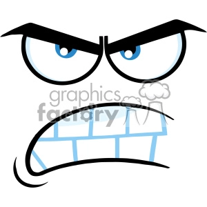 10881 Royalty Free RF Clipart Aggressive Cartoon Funny Face With Angry Expression Vector Illustration
