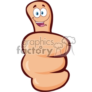10698 Royalty Free RF Clipart Hand Giving Thumbs Up Gesture With Cartoon Face Vector Illustration