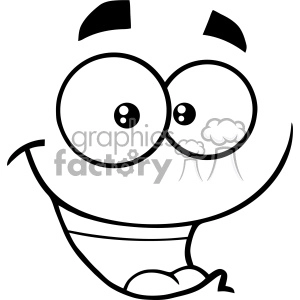 10903 Royalty Free RF Clipart Black And White Happy Cartoon Funny Face With Smiling Expression Vector Illustration