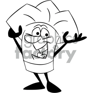 black and white happy cartoon chef