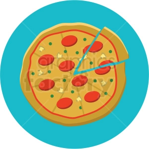 pizza vector flat icon clipart with circle background