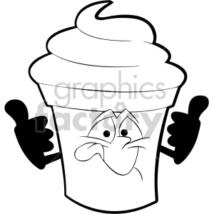 black and white cartoon ice cream mascot character