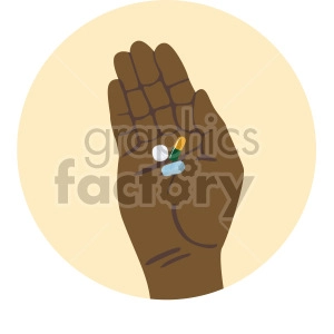 african american hand holding pills yellow background