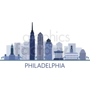 philadelphia city skyline vector with label