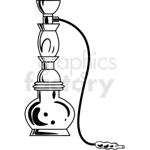 black and white cartoon hookah smoking pipe vector clipart