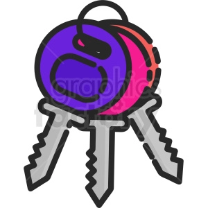 The clipart image shows a collection of keys bundled together. The keys are various colors, and the image could be used to represent concepts such as security, access, or ownership.